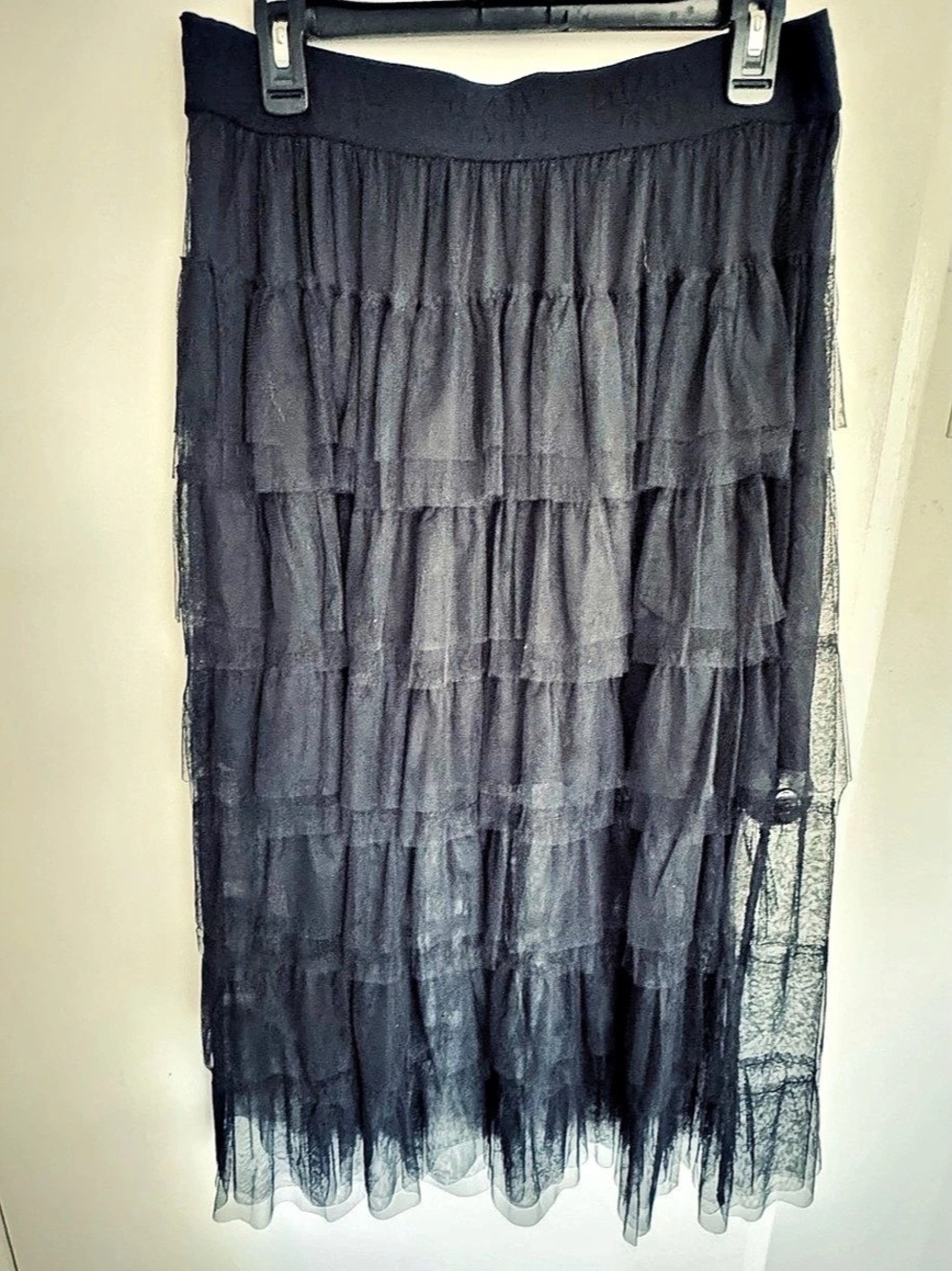 DKNY Tiered Tulle Maxi Skirt in Black Size Medium Like New